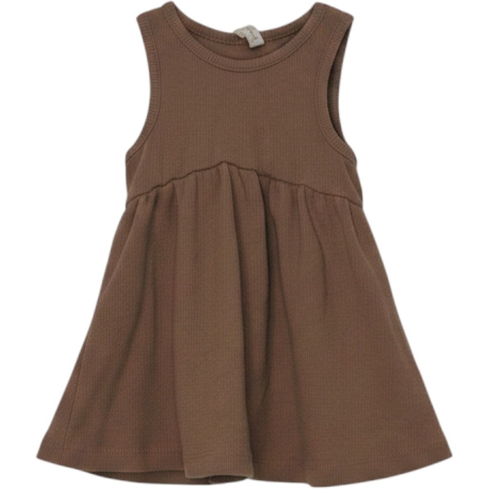 Quincy Mae Brown Ribbed Sleeveless Empire Waist Baby Dress 6-12M [Excellent]
